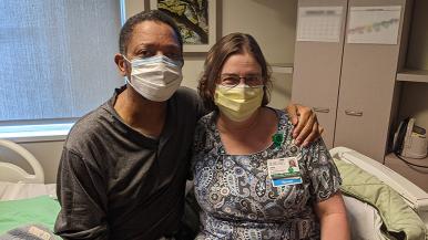 Victor Harris with occupational therapist Janet Adcox, OTR/L