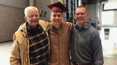 Rush Patient John Scambler, His Son and Grandson at His Grandson's Graduation Ceremony