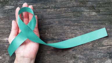 Ovarian cancer awareness ribbon