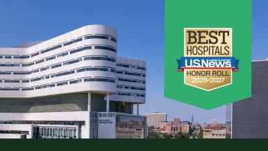 Rush Tower and US News Honor Roll Best Hospitals logo
