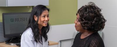 A Rush clnician with a patient