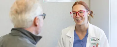 Dr. Demzik with a patient