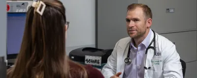Dr. Swearingen with a patient